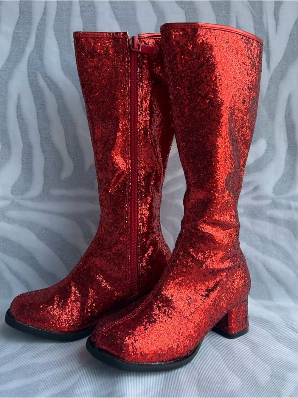 Girls Red Glitter Go Go Boots - Size 11/12